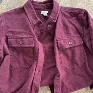 L.L. Bean Burgundy Flannel Button Down Shirt